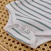 Kledingsets Geribbelde gestreepte babyjongensmeisjeskleding Herfst peuteroutfits Lange mouw Zacht katoenen rompertje Broek 2-delige set voor baby's Uitloper 231020