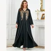 Abbigliamento etnico in rilievo Abaya 2 pezzi per le donne Ricamato Party Abito lungo islamico Ramadan Musulmano Dubai Abiti da sera Marocchino Caftano