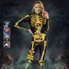 Skeleton Rose 3D stampato Body adulto manica lunga costume cosplay tuta elastica carnevale festa di Halloween