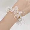 Charm Bracelets Pearl Wrist Flower Wedding Bridal Corsage Dancing Party Decor