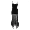 Vestidos casuais goth sexy alta fenda oca out bodycon festa y2k vintage preto ilhó bandagem lace-up manga longa mini vestido streetwear