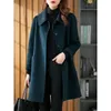 Женская одежда из смесовой шерсти, утепленное шерстяное пальто из хлопка средней длины, осень-зима 2023, свободная куртка-тренч 231020