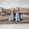 Boucles d'oreilles pendantes FUWO vente en gros exquise zircone cubique Labradorite bijoux trapèze de haute qualité améliorez votre look 5 paires/lot ER471