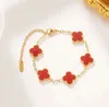 21 bedelarmbanden Designer Sieraden Four Leaf vanly Bangle Chain 18K Gouden Agaat Shell Parelmoer voor Vrouwen Meisje Bruiloft Moederdag geschenken