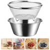 Dinnerware Sets Mixing Bowl Strainer Fine Mesh Rice Washing Stainless Steel Colander Sieve Sifter Bowls