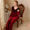 Calças femininas de duas peças roupa íntima conjuntos de pijama para mulheres sleep lounge alta qualidade confortável macio coral veludo vestido de manga comprida tamanho s m l xl 231021
