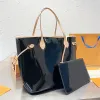 Designertas Tote Boodschappentas met grote capaciteit Dames Schouder Lakleer Mode Letters Rits Portemonnee Effen 40156