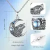 Pendant Necklaces Eudora 925 Sterling Silver Wolf on the Moon Necklace Moonstone Wolf Pendant Animal Series Jewelry for Warriors Men'women Gift 231020