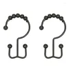 Hooks Shower Curtain Hook Ring Rust-Proof Metal Double Sliding Suitable For Bathroom Rod Black