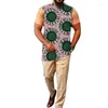 Men's Tracksuits Beige Cotton Short Sleeves Set Patchwork Shirt Male Nigerian Fashion Pant Suits African Party Wears
