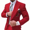 Mäns kostymer Royal Blue Business Mens Suit 2 Pieces Causal Slim Fit Prom Noble Blazer Formell för bröllopsbrudgummen Tuxedos (CAOT Pant)