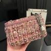 Paris Brand Designer Crossbody Bag Women Luxury Shoulder Bags Four Seasons Fashion 23S Love Woolen Box High Quality Chain Adjustable Makeup Bag Wallet 17X10CM