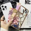 Mobiltelefonfodral Luxury Marble Plating Cover för iPhone 15 Pro Max 14 13 12 11 Soft Electropated Case 231021