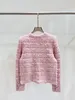 1017 2023 Herbstmarke Gleicher Stil Damenpullover Rundhalsausschnitt Schwarz Weiß Rosa Pullover Langarm Damenbekleidung Mode fengjie