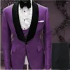 Men's Suits Men Navy Blue And Black Groom Tuxedos Shawl Velvet Lapel Groomsmen Wedding Man ( Jacket Pants Tie Vest ) C675