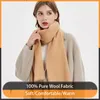 Scarves 100% Real Wool Winter Scarf Women Adult Luxury Long Blanket Neck Warm Scarf Autumn Designer Scarf Lady Echarpe Wrap with Tassel 231021