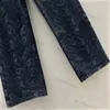 Jeans For Women Designer Monogram Print Denim Straight Leg Loose Stylish Black Denim Pants