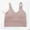 Yoga outfit lu-088 klassisk fitness kvinnor yoga bra smör mjuk kvinnor sport tank gym gröda väst skönhet tillbaka stötsäker med avtagbar ch dhcyD