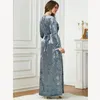 Abbigliamento etnico Moda Abaya Velluto Inverno Caldo Donna Musulmana Maxi Abito Turchia Eid Party Caftano Dubai Arabo Marocco Jalabiya islamico