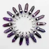 Pendant Necklaces Fashion Good Natural Gem Stone Purple Stripe Agates Necklace For Making Jewelry Pendulum Accessories 24pc