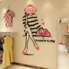 벽 스티커 도착 패션 소녀 아크릴 3D 벽 스티커를위한 휴대용 방 피팅 룸 테마 데칼 거실 홈 장식 231020