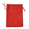 Jewelry Pouches LANWAYLUCKY 50pcs/lot 10x14cm Red Burlap Drawstring Jute Packaging Display Christmas Wedding Gift Febric Bags