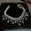 Girocolli Collane girocollo di perle di lusso per le donne Nappa Goccia d'acqua Zircone Cristallo Gioielli per banchetti di nozze 231020