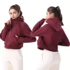 Grueso Scuba para mujer Yoga con capucha para mujer Plus Terciopelo Engrosamiento Chaquetas Hoodys Deportes Medio Cremallera Terry Diseñadores Sudaderas Chothing Sudadera con capucha Lululemens I6fU #