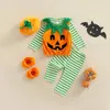 Set di abbigliamento Completo da bambino Completo da neonato Neonata Ragazzo Manica lunga Zucca di Halloween Stampa Magliette larghe Autunno Pantaloni casual Cappello Scarpe 231020