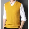 Men's Sweaters Sweater Vest Men Plus Size S-4XL Spring Autumn Oversize Mens Vests Solid Simple All-match V-neck Couples Retro Khaki Soft 231021