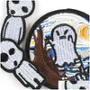 Föreställningar järn som skräck skl spöke broderedes sy på applikationer reparera badge halloween diy hantverkstillbehör för kläder dropp del del