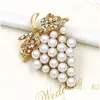 Broches Broches Version coréenne mode cristal rouge raisin perle broche pour femmes alliage diamant broche vêtements bijoux accessoires en BK Dhu0F