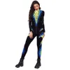 Multicolorido festa de férias sem costura uniforme design textura sexy macacão wear cosplay impressão digital catsuit bodysuit