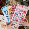 Emballage cadeau Emballage cadeau Vintage Fleurs Papillon Autocollants Scrapbooking DIY Card Making Journal Collage Notebook Décoration Creative PVC S Dhnqd