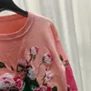 1018 2023 Autumn Märke samma stil tröjor Crew Neck Långärmad rosa gula kvinnliga kläder Fashion Fengjie6