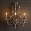 Wall Lamp American Crystal French Retro Made Old Iron Lights Living Dining Room Bedroom Corridor Decor