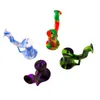 New Style Colorful Silicone Waterpipe Pipes Portable Multifunctional Herb Tobacco Oil Rigs Stash Case Straw Nails Filter Bubbler Cigarette Holder Smoking Bong DHL