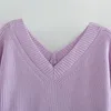 Suéteres de mujer PUWD Casual mujer suéter con cuello en V 2023 moda señoras otoño suave, de punto Top mujer Vintage ropa de calle cálida