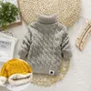 Cardigan PHILOLOGY Plush inside pure color winter boy girl kid thick Knitted turtleneck shirts solid high collar pullover fluff sweater 231021