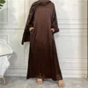 Roupas étnicas Ramadan Eid Com Capuz Abaya Cetim Vestido Muçulmano Mulheres Longo Khimar Hijab Robe Dubai Turquia Islam Vestidos Modestos Kaftan Abayas