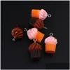 Charms Charms 5st/Lot Chocolate Cake Cream Harts For Earring Findings 3D Charm Food Eartrop Keychian Pendant Jewelry Accessory Jewelr DHF70