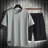 Männer Trainingsanzüge 2023 Sommer Männer Set Casual Solide Harajuku Sets Sportswear Jogging Sweat Anzug T-shirt Shorts Zwei Stück Mode Kleidung