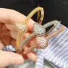 Роскошные браслеты с каплями воды для женщин, классические круглые браслеты с кубическим цирконием белого золота, цветочные украшения для свадебной вечеринки