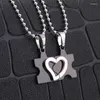 Hänge halsband rostfritt stål halsband för kvinnor par älskare hjärtpussel smycken set