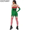 Stripe 3D Print Women Jumpsuit Carnival XMAS Party Cosplay Costume Bodysuit Adults Christmas Onesie Outfits