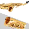 Saxofón soprano curvo profesional con llave B dorada, botón de carcasa chapada en Latón dorado, instrumento de tono de grado profesional