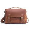 Briefcases Mens Briefcase Document Holder Vintage Genuine Leather Ipad 13'' Laptop Case Handbags Business