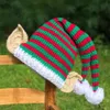 Chapéu de natal moda para crianças e adultos chapéu de natal chapéu de lã tecido à mão bonito bola de lã quente outono e inverno chapéu de malha listras de orelha de elfo