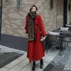 Wełniane mieszanki damskie podwójne wełniane płaszcz wełniany w środkowej długości i zimowy leniwy styl Koreański Temperament koronkowy 231020