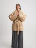 Womens Wool Blends RR2797 Streetwear Oversized Fake Shearling Winter Jackets Women Long Thick Faux Teddy Fur Double Faced Coat Belt Waist 231021